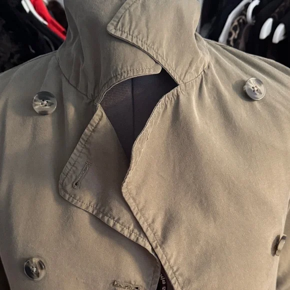 LOFT Olive Double-Breasted Trench Coat XS - Picture 2 of 7